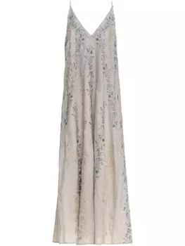 Платье макси Agua By Agua Bendita Soledad Bougainvillea с вышивкой, нейтральный