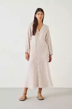 Платье макси Aine с полосатым узором Hush, белый