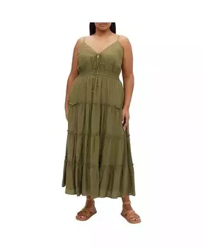 Платье макси Aiza Plus Size CITY CHIC, коричневый/бежевый