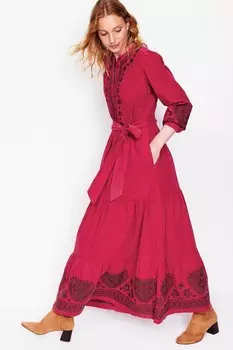 Платье макси Alba cord из 100% хлопка Boden, розовый