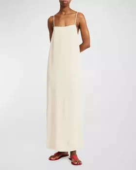 Платье макси Almeena с жатым квадратным вырезом By Malene Birger, цвет Shitake