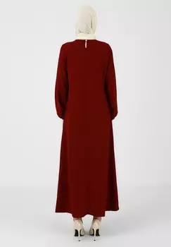 Платье макси ALMON-CREW NECK-TAVIN Modanisa, Бордо