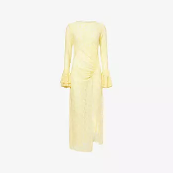 Платье макси Amy Lynn Nola с длинными рукавами из эластичного кружева, желтый