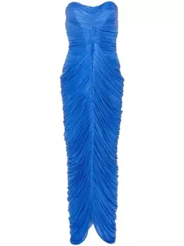 Платье макси Ana Radu с плиссированным эффектом, синий