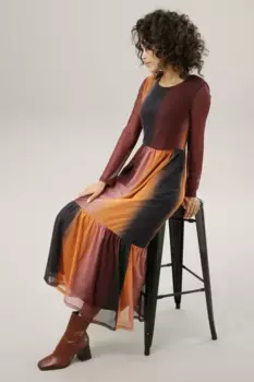 Платье макси Aniston CASUAL модных пряных цветов с градиентом, коричневый