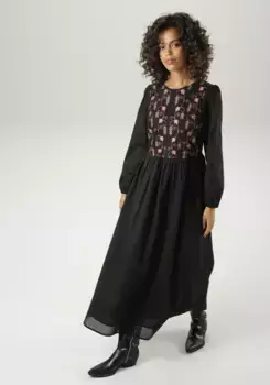 Платье макси Aniston CASUAL, украшенное изысканной вышивкой – НОВАЯ КОЛЛЕКЦИЯ, цвет Schwarz-Altrosa