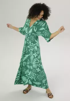 Платье макси Aniston SELECTED с широкими рукавами длиной 3/4, зеленый