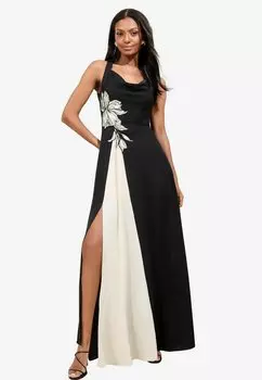 Платье макси APPLIQUE FLOWER TRIM FIT AND FLARE Lipsy, черный