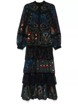 Платье макси Arabesque Scarves FARM Rio, синий