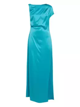 Платье макси асимметричного кроя Del Core, синий