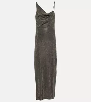 Платье макси асимметричного кроя с украшением STELLA MCCARTNEY, металлик