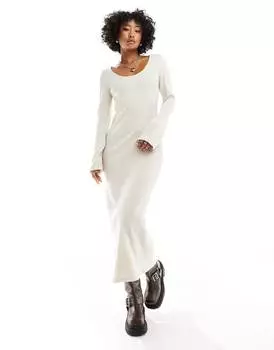 Платье макси Asos Design Low Back With Angel Sleeves, кремовый