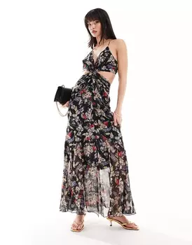 Платье макси Asos Design Soft With Cutout, черный