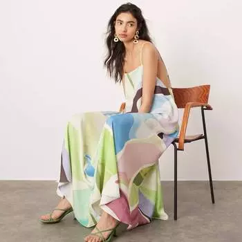 Платье-макси Asos Edition Geometric Pattern Mazaya Caro Cutout, мультиколор