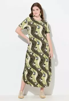 Платье макси ASYMMETRIC GATHERED ARTISTIC FLORAL Ulla Popken, хаки