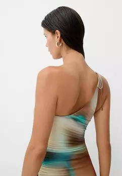 Платье макси ASYMMETRIC MIDI Bershka, песочный