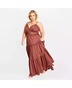 Платье макси Aura больших размеров CITY CHIC, красный