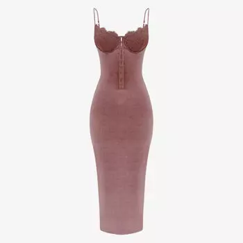 Платье макси Azalea из эластичного бархата с кружевными чашечками House Of Cb, розовый