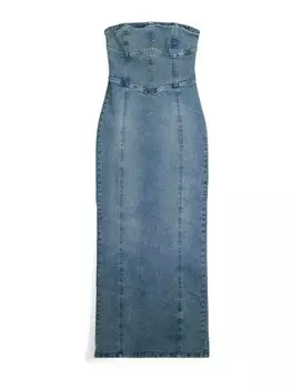 Платье макси Bershka Dress, синий деним