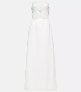 Платье макси без бретелек matelass с вырезом Adriana Degreas, белый