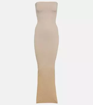 Платье макси без бретелек с эффектом блеска Wolford, золото
