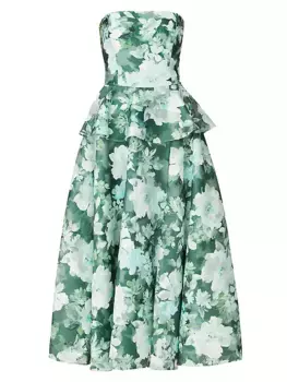Платье макси без бретелек с цветочным принтом Hilde Shoshanna, цвет evergreen