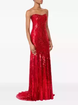 Платье макси без бретелек с декором Sarai Jenny Packham, красный