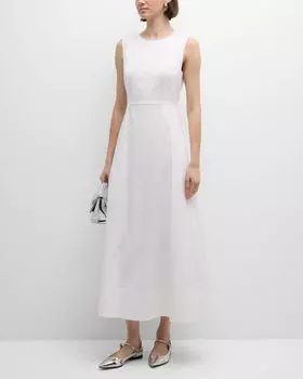 Платье макси без рукавов с отделкой цепочкой Peserico, цвет Pure White