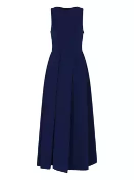 Платье макси без рукавов со складками EMPORIO ARMANI, синий