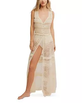 Платье макси без рукавов Sweet Saloon Free People, слоновая кость/кремовый