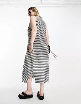 Платье макси без рукавов Vero Moda Curve в монополоску
