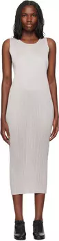 Платье макси бежевого цвета New Colorful Basics 4 PLEATS PLEASE ISSEY MIYAKE