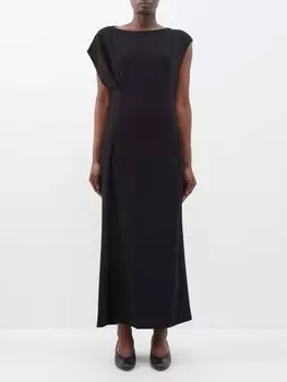 Платье макси blathine из кади с короткими рукавами The Row, черный