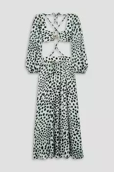 Платье макси Bossa из шифона в горошек и эластичного джерси с вырезами PATBO, мятный