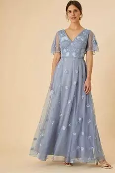 Платье макси "Bree" с вышивкой Monsoon, синий