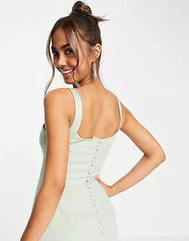 Платье макси Bridesmaids ASOS DESIGN с изогнутым вырезом и атласными бретелями