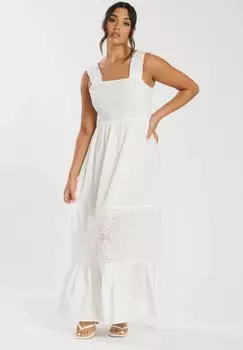 Платье макси BRODERIE TIE PALM MAXI South Beach, белый