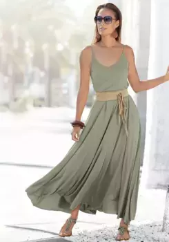 Платье макси Buffalo из трикотажа широкого кроя, легкое летнее платье, пляжное платье, базовое, хаки