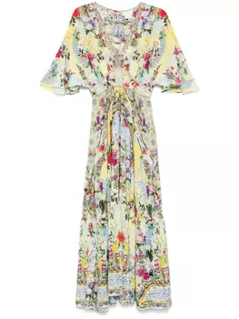 Платье макси Camilla с оборками по подолу, желтый