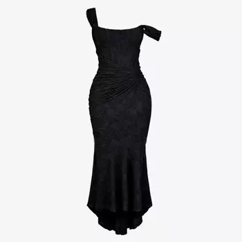 Платье-Макси Cesca из эластичной ткани с корсетом и цветочным принтом House Of Cb, черный