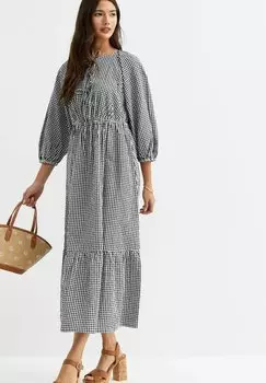 Платье макси CHECKED MIDI SMOCK New Look, черный