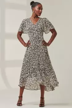 Платье макси Chelsea из плиссированного шифона с глубоким подолом Jolie Moi, черный