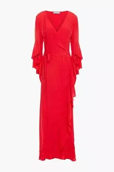 Платье макси Cheryl с запахом и оборками из вуали MELISSA ODABASH, красный