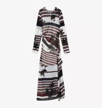 Платье-Макси Chiara из эластичной сетки с абстрактным принтом Reiss, мультиколор