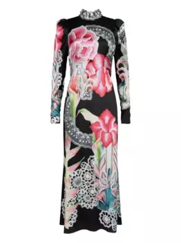 Платье макси Cici с цветочным принтом Temperley London, черный