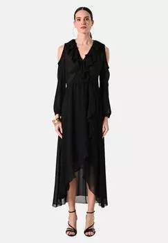 Платье макси CON ROUCHES Rinascimento, черный