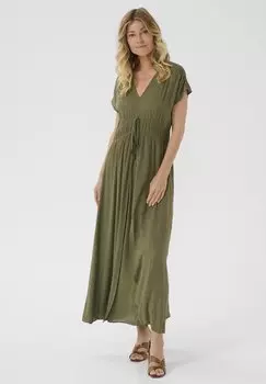 Платье макси CRALLIE Cream, темно-зеленый