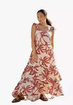 Платье макси CREAM PALM TIERED SUN REGULAR FIT Myleene Klass, бежевый
