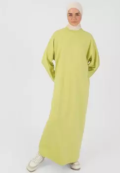 Платье макси CREW NECK MODEST REFKA BASIC Modanisa, зеленый