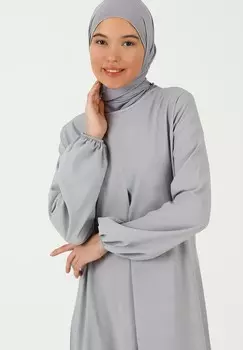 Платье макси CREW NECK -MODEST-TAVIN Modanisa, серый